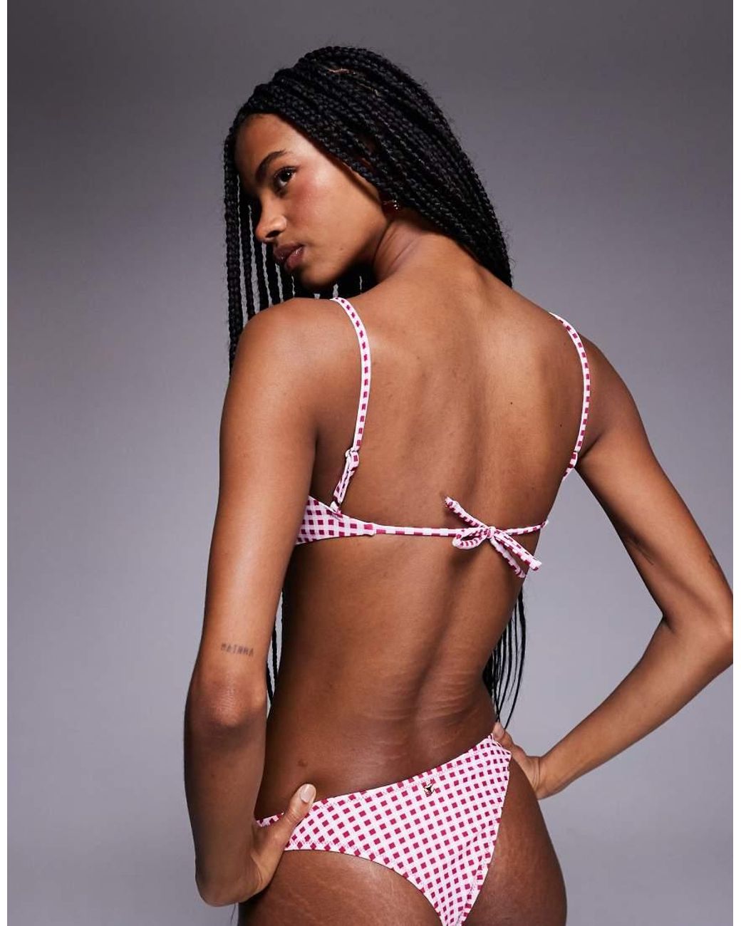 Candypants Pink Gingham Underwire Bikini Top