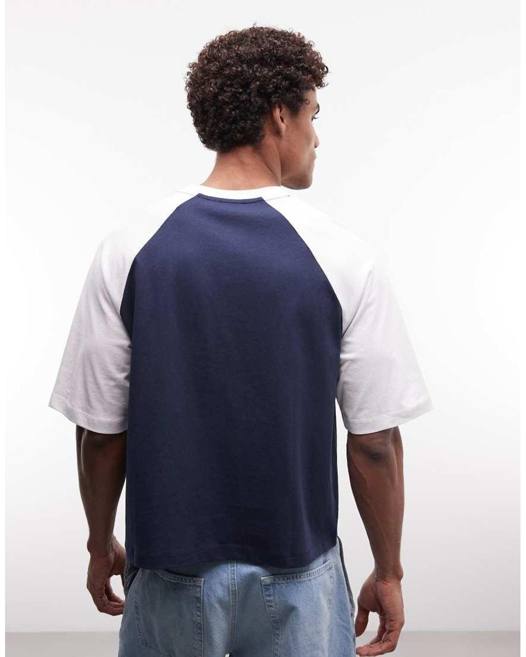 ASOS Blue Boxy Oversized T-shirt With 92 Graphic for men