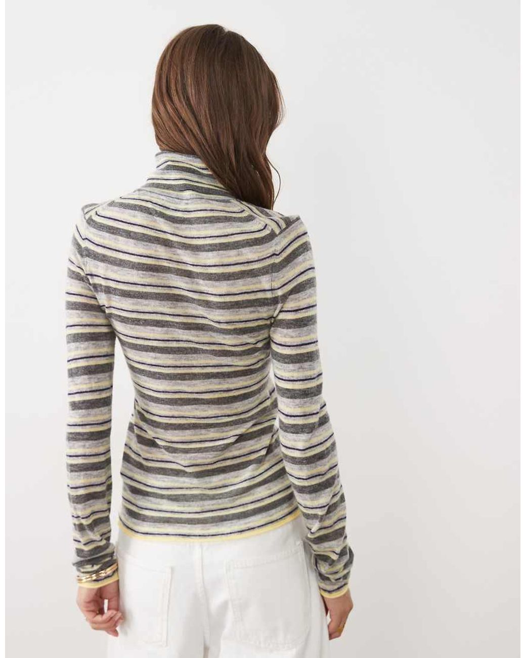 ASOS White Premium Alpaca Blend Sheer Fitted Roll Neck