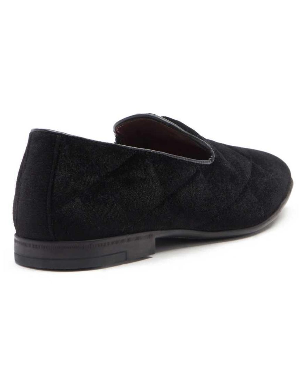 Thomas Crick Black Gamble Velvet Loafers Slip On Leather Shoes for men