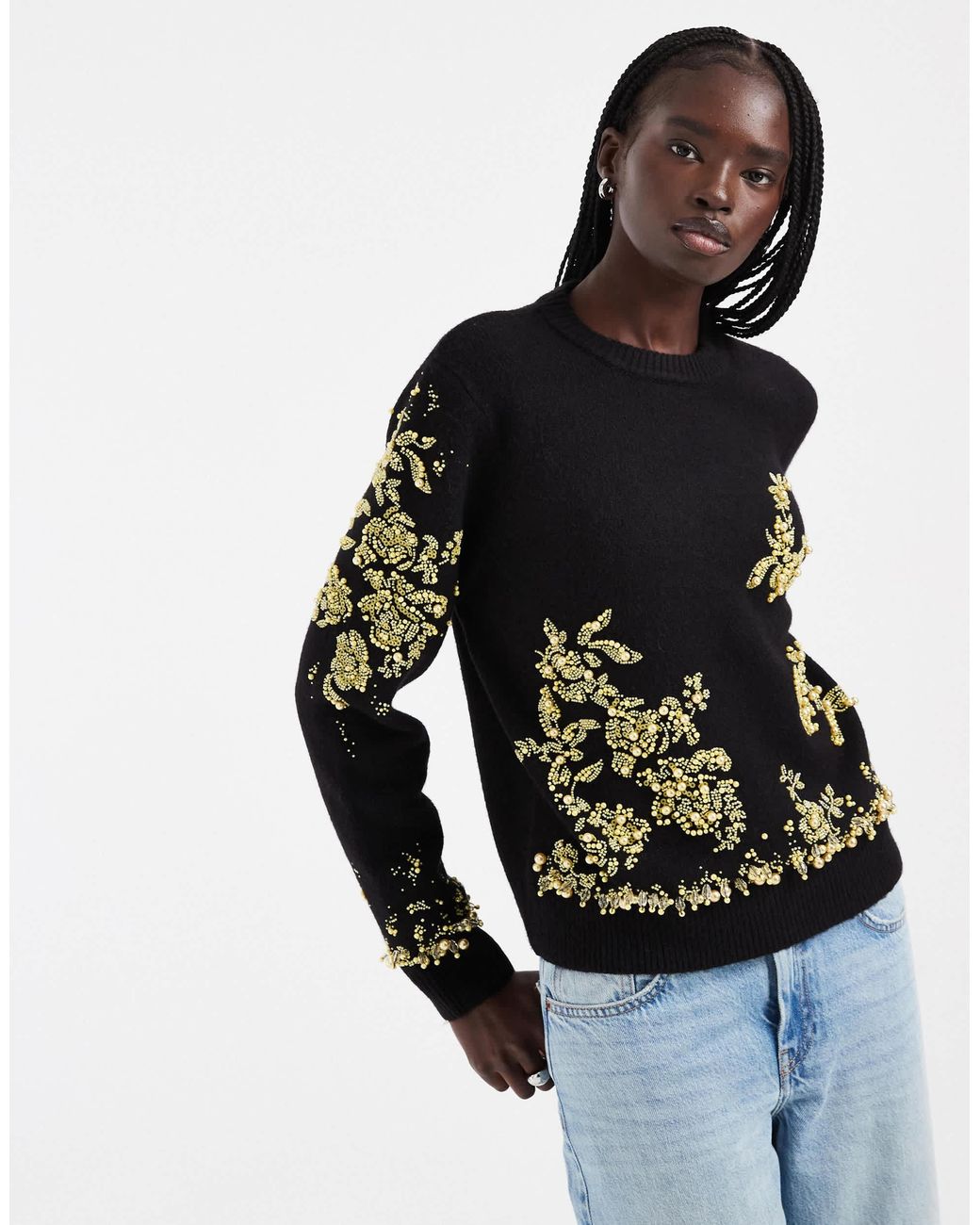 Pull orné ASOS en coloris Black