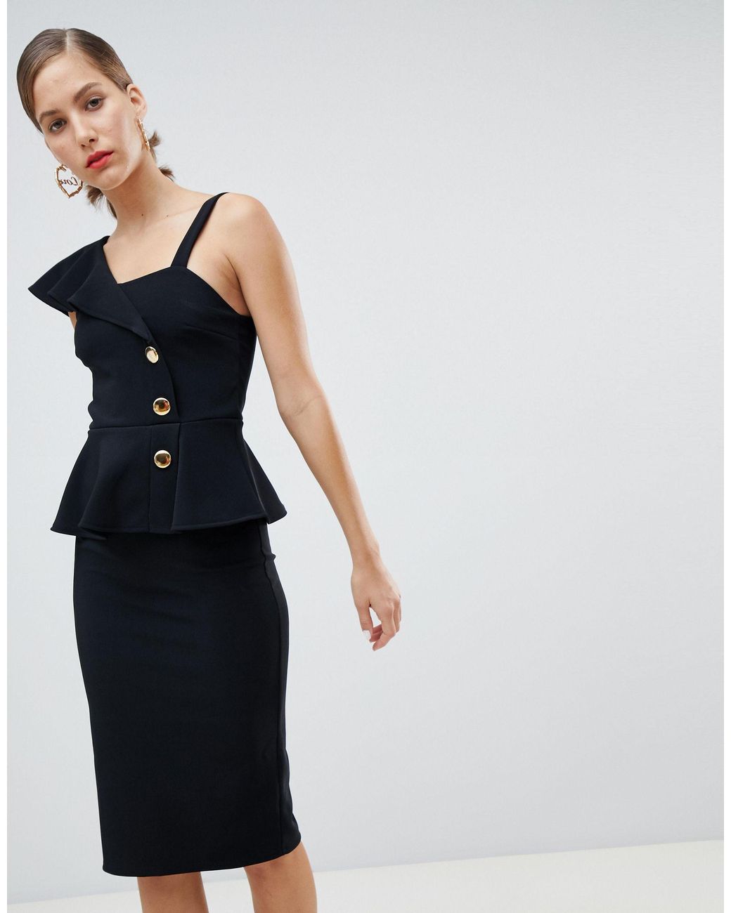 river island black peplum dress