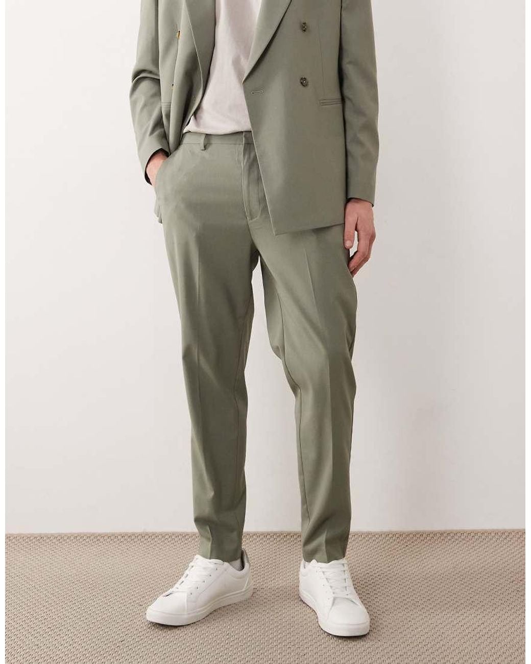 ASOS Natural Tapered Suit Trousers for men