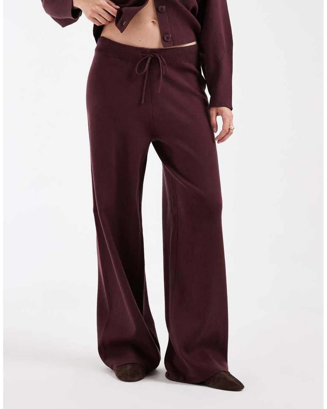 ONLY Red Wide Leg Knitted Pants