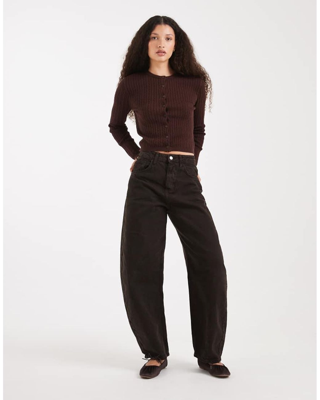 Cotton On Brown Cotton Crew Neck Cardigan