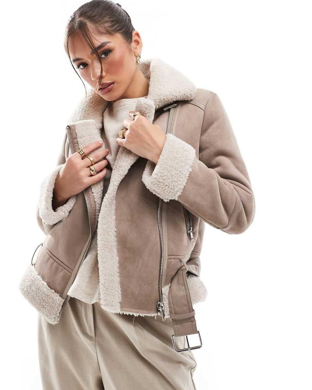 Asos design teddy borg biker sale