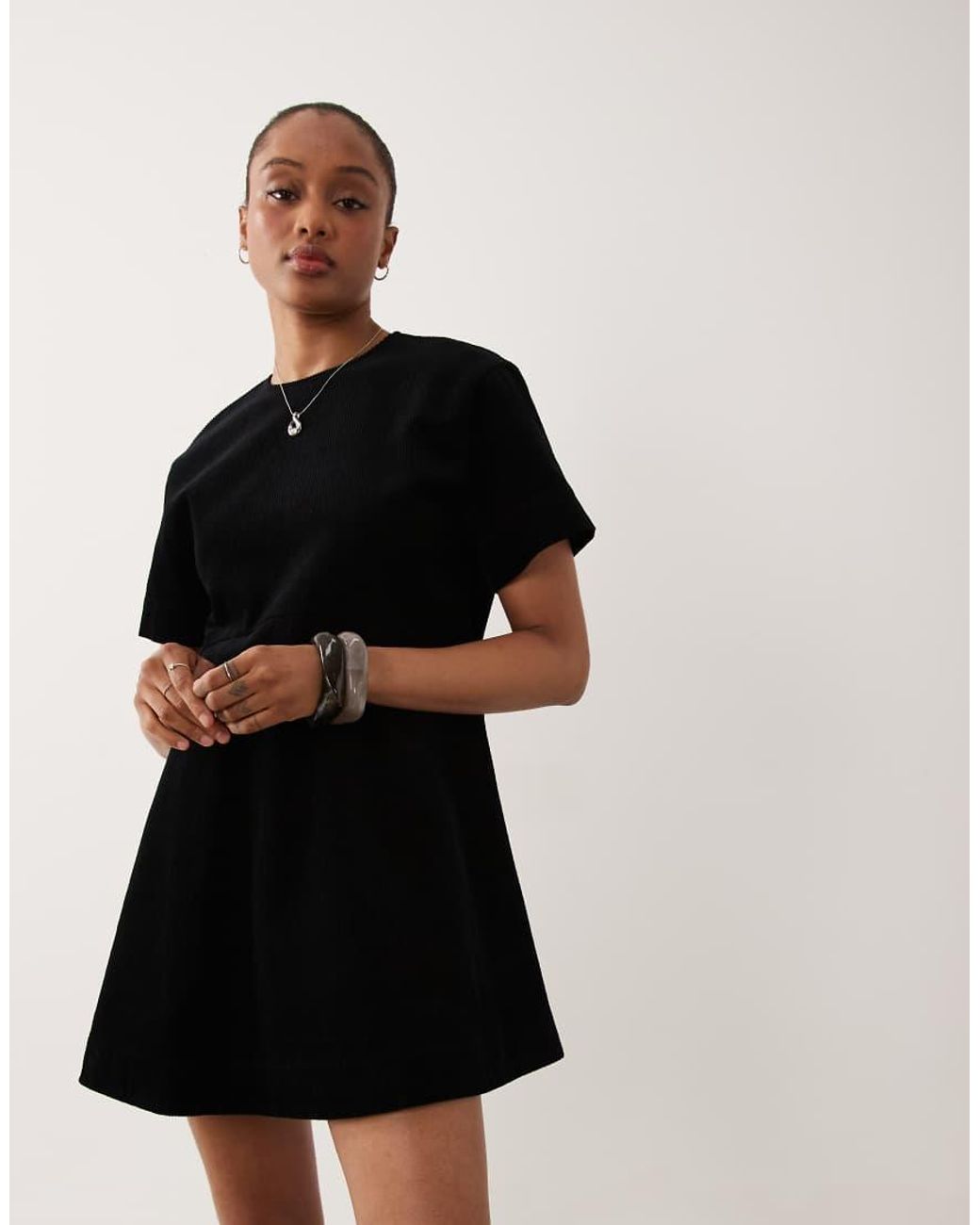 ASOS Black Asos Design Tall Mini Cord T-Shirt Dress