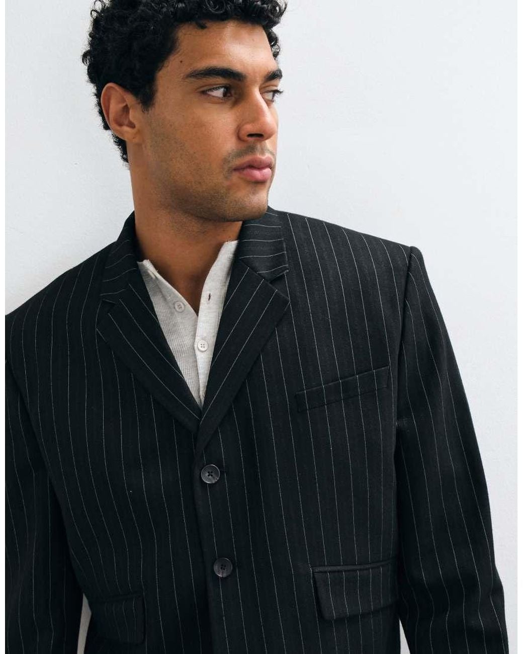 ASOS Blue Boxy Suit Jacket With Button Detailing for men