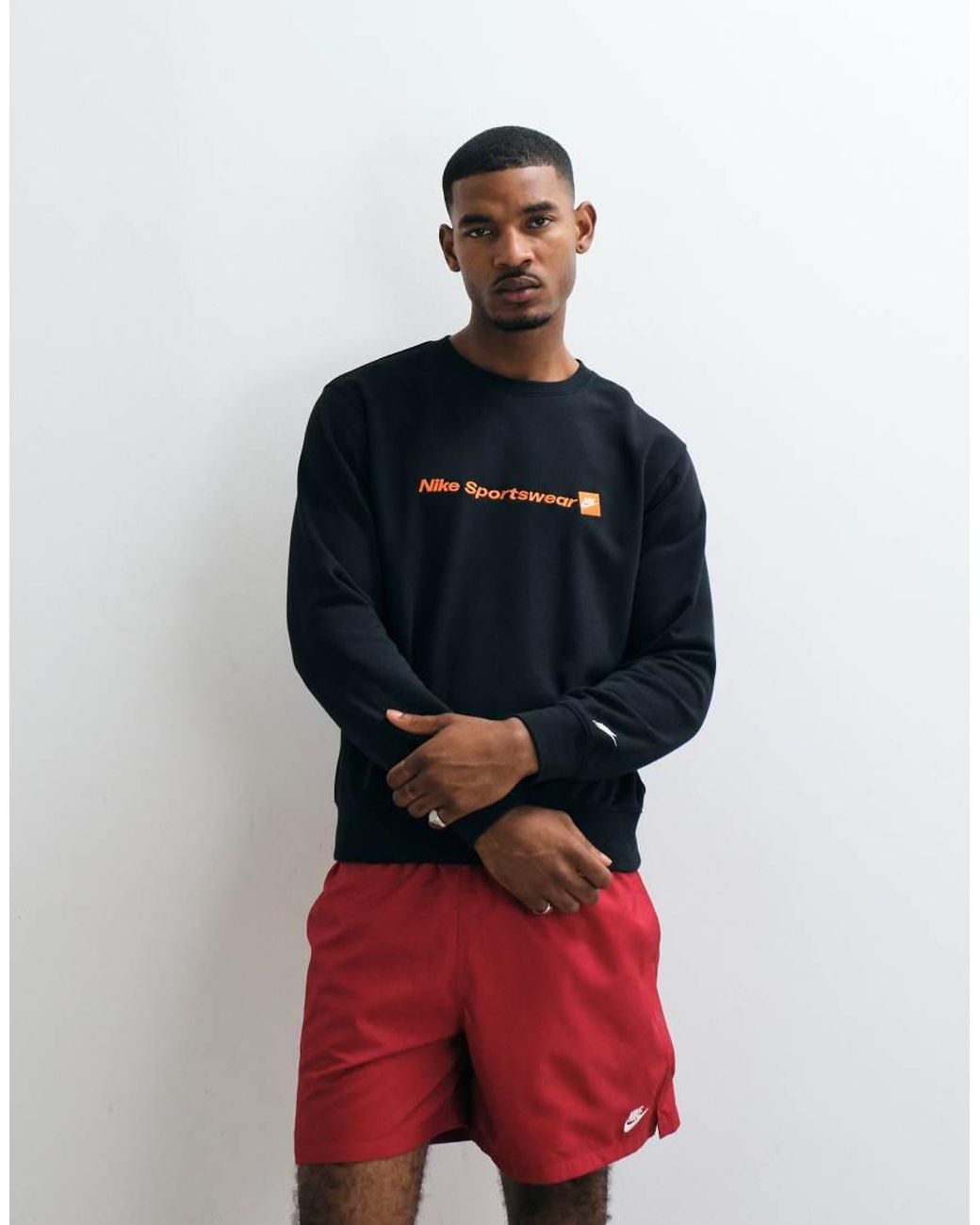 Nike Black Club French Terry Script Logo Sweatshirt for men