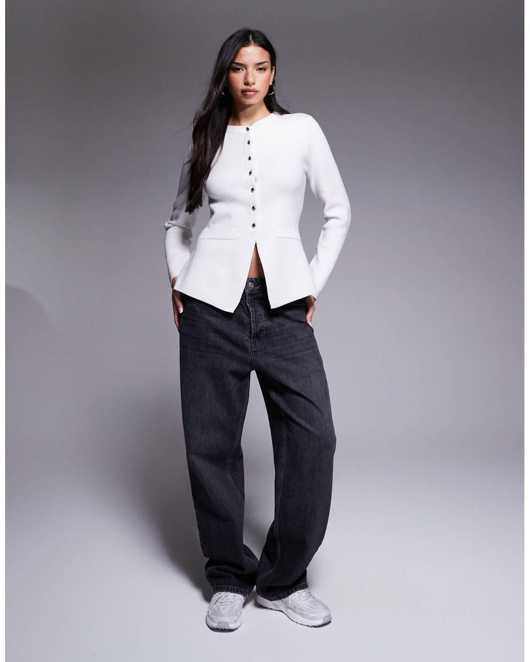 River Island Gray Knitted Longline Cardigan