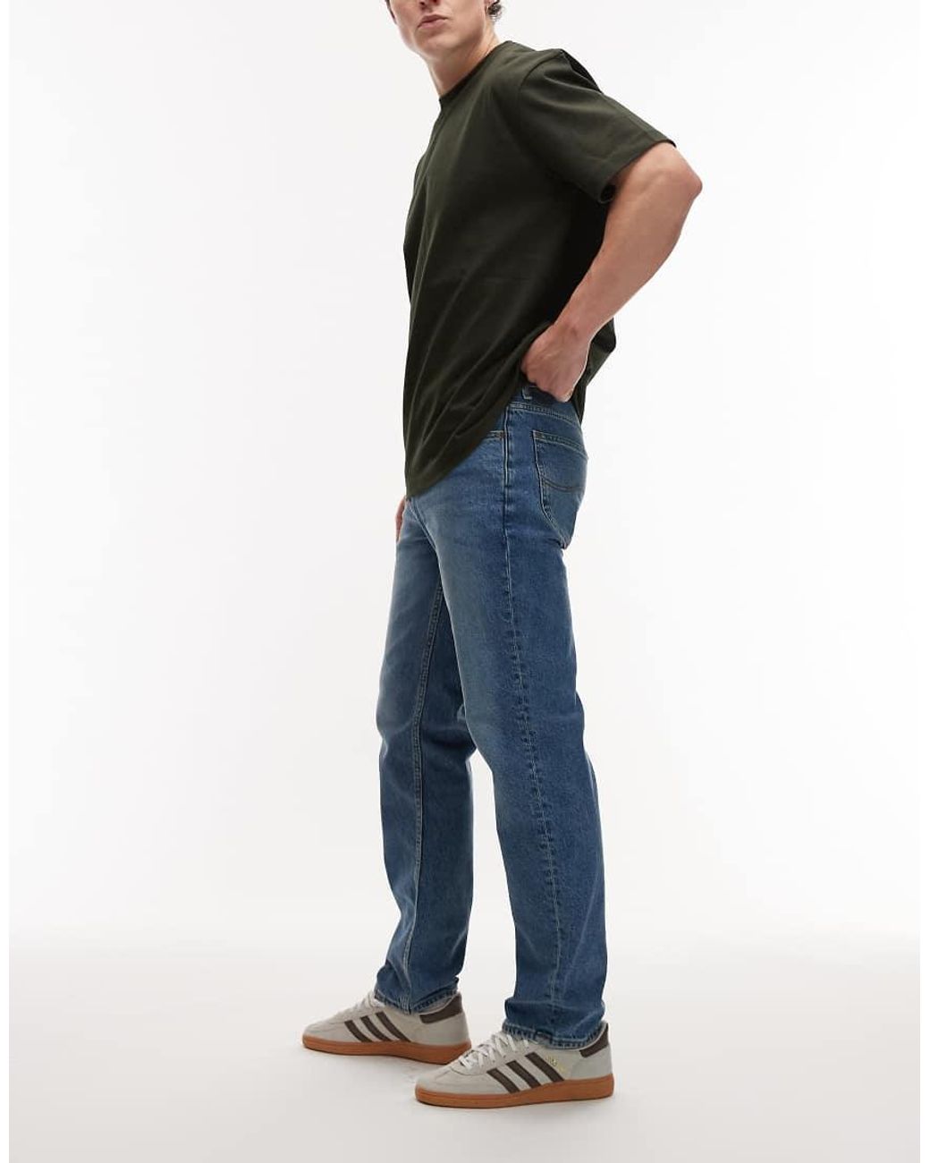 Jeans Dritti Medio Slavato di Lee Jeans in Black da Uomo