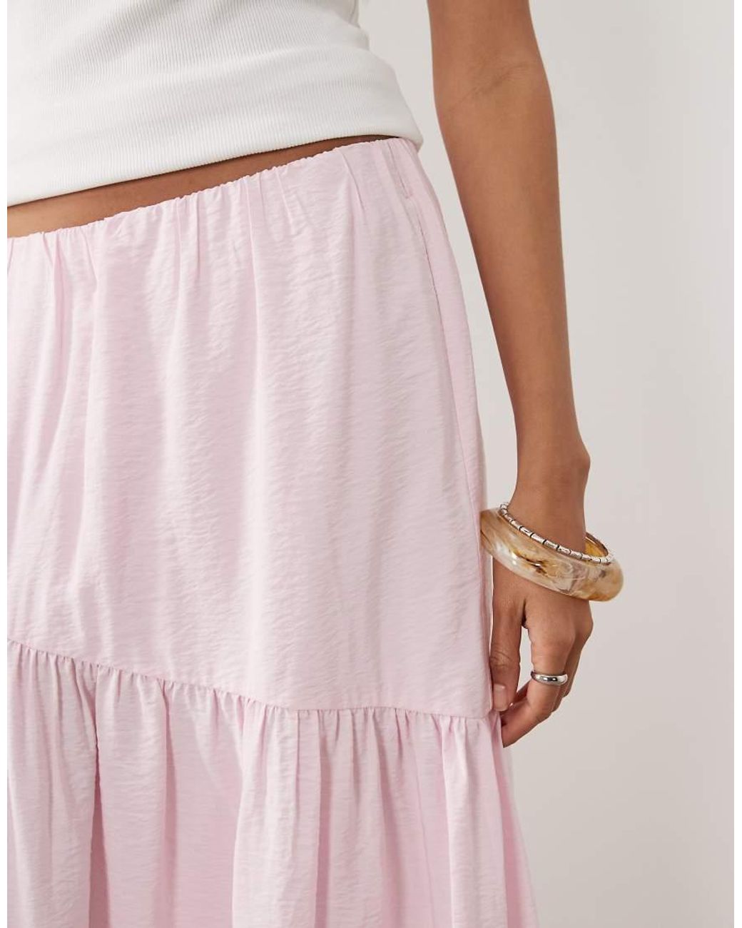 Gina Tricot Pink Dropped Waist Maxi Skirt