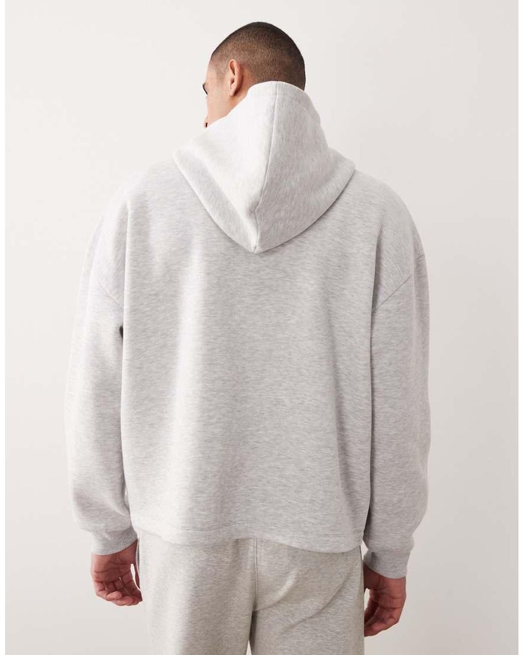 ASOS Gray Extreme Oversized Hoodie With Fixed Hem for men