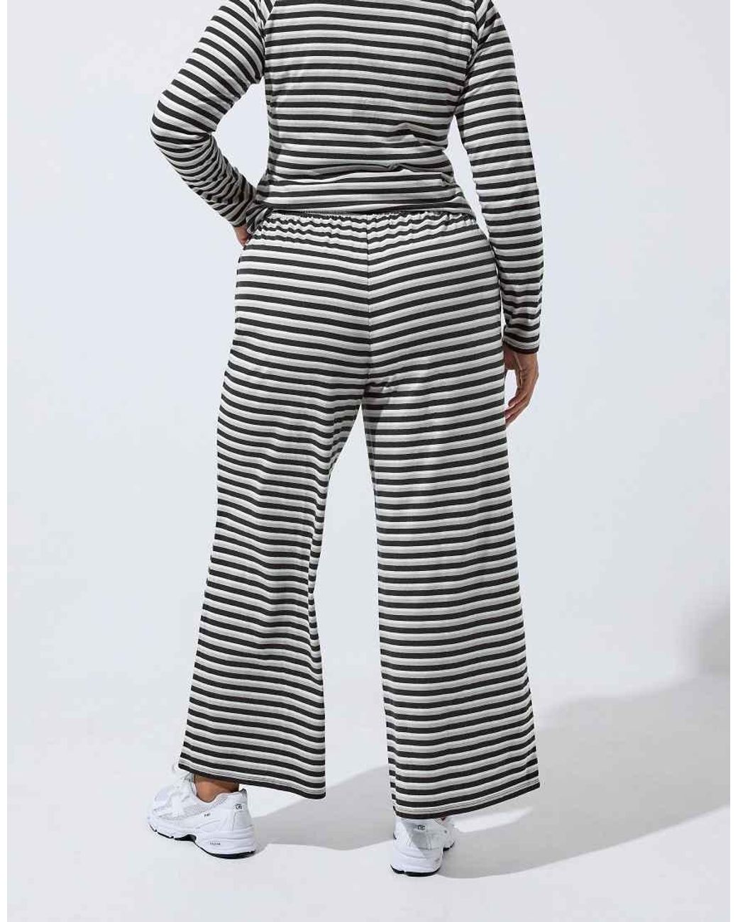 Yours Clothing Black Stripe Wide Leg Trousers