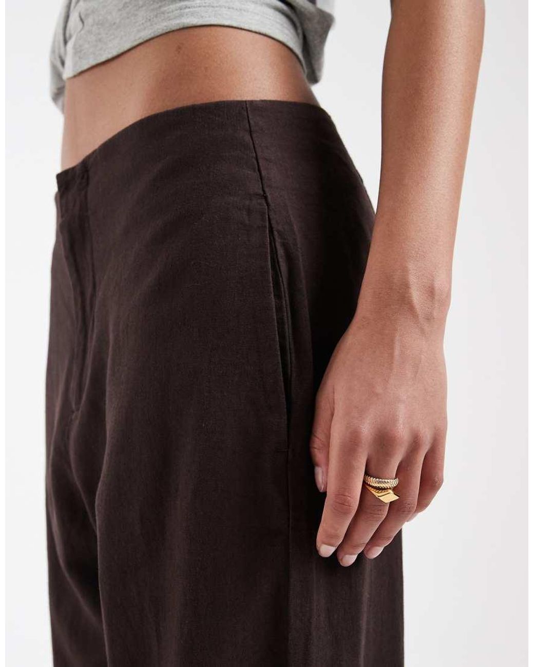 Gap White Co-Ord Straight Cropped Linen Mix Trouser