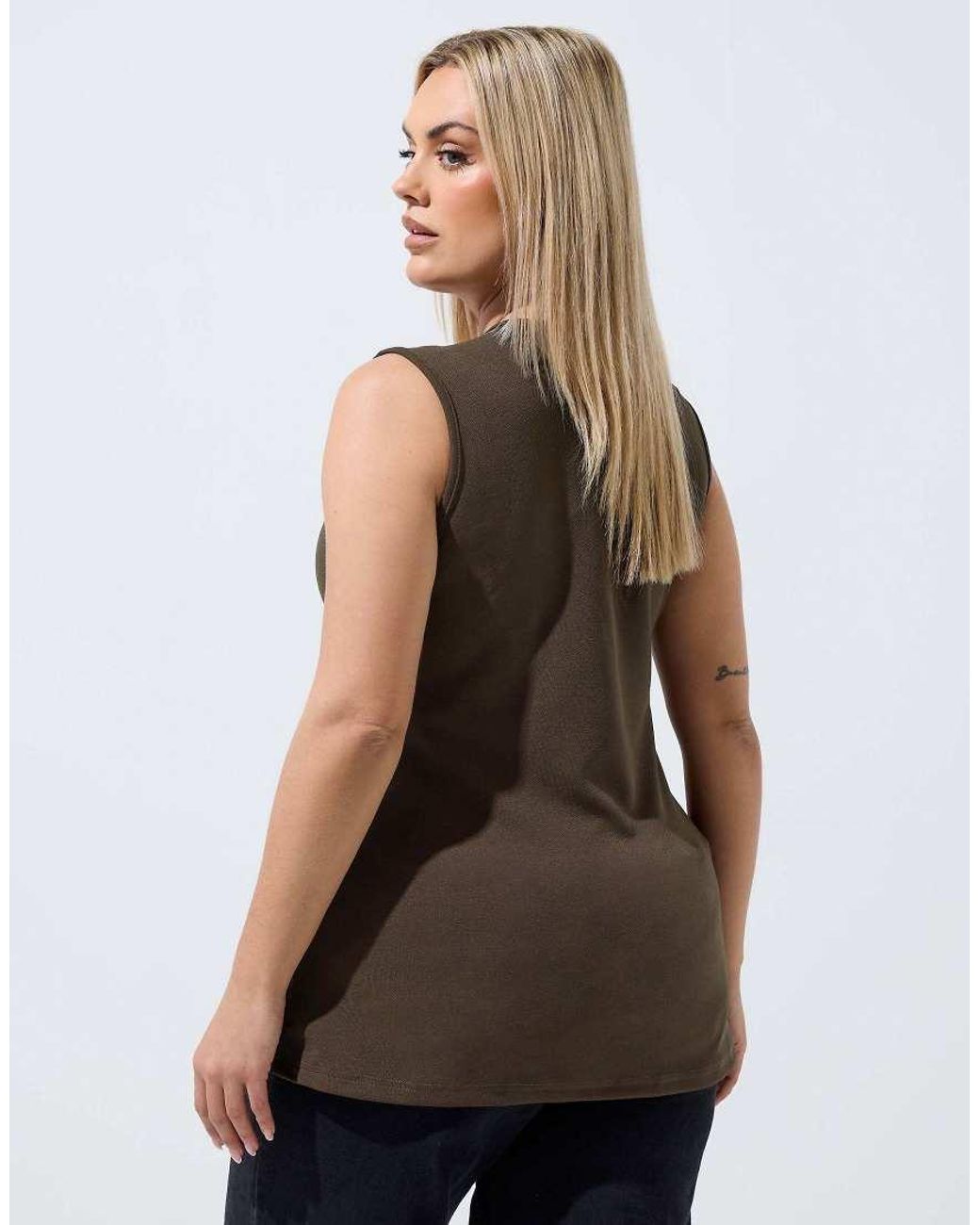 Yours Clothing Brown Seam Detail Waistcoat