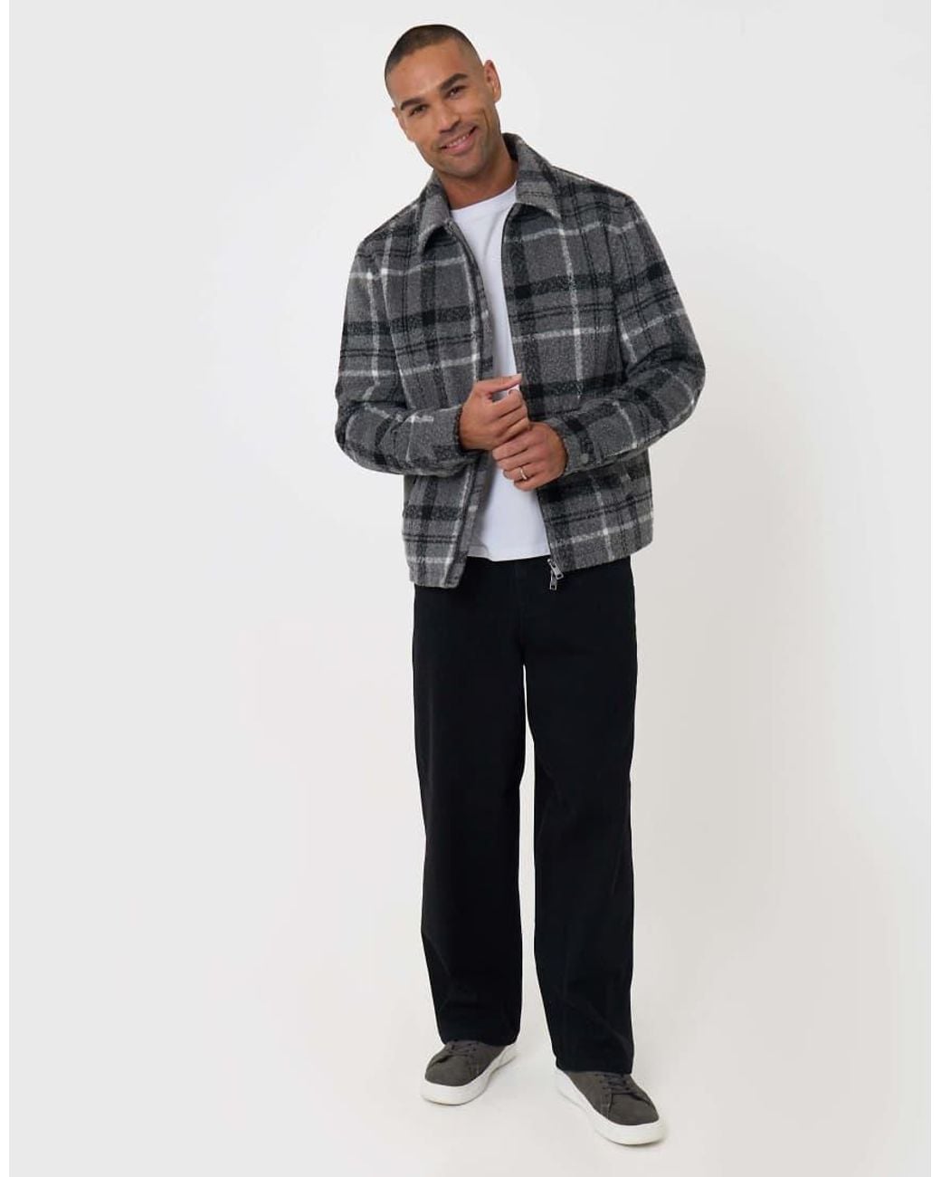 Threadbare Gray Faux Wool Collared Jacket for men