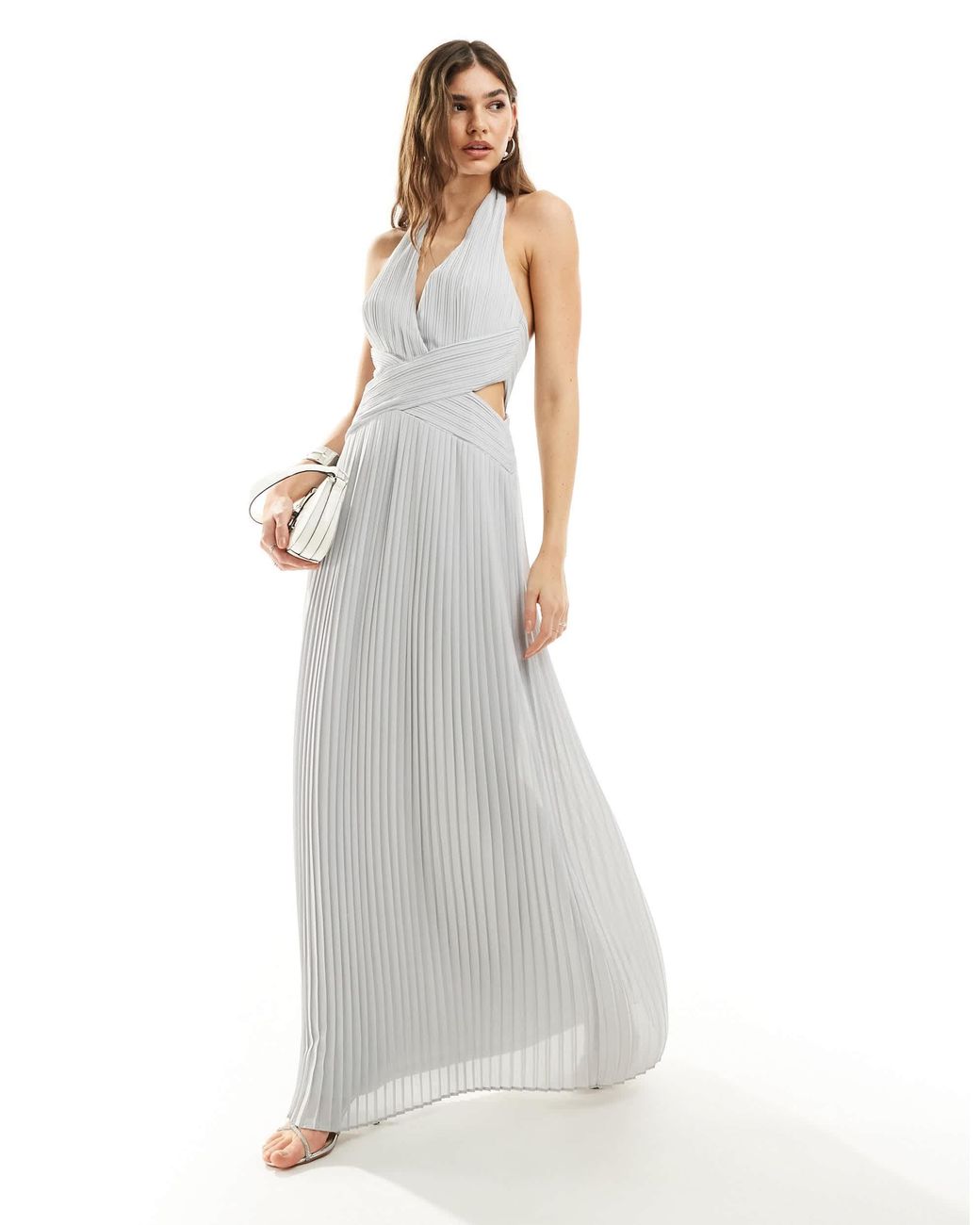 strapless open back dress Ruffle Maxi Pleated Dress – Hemline Woodway