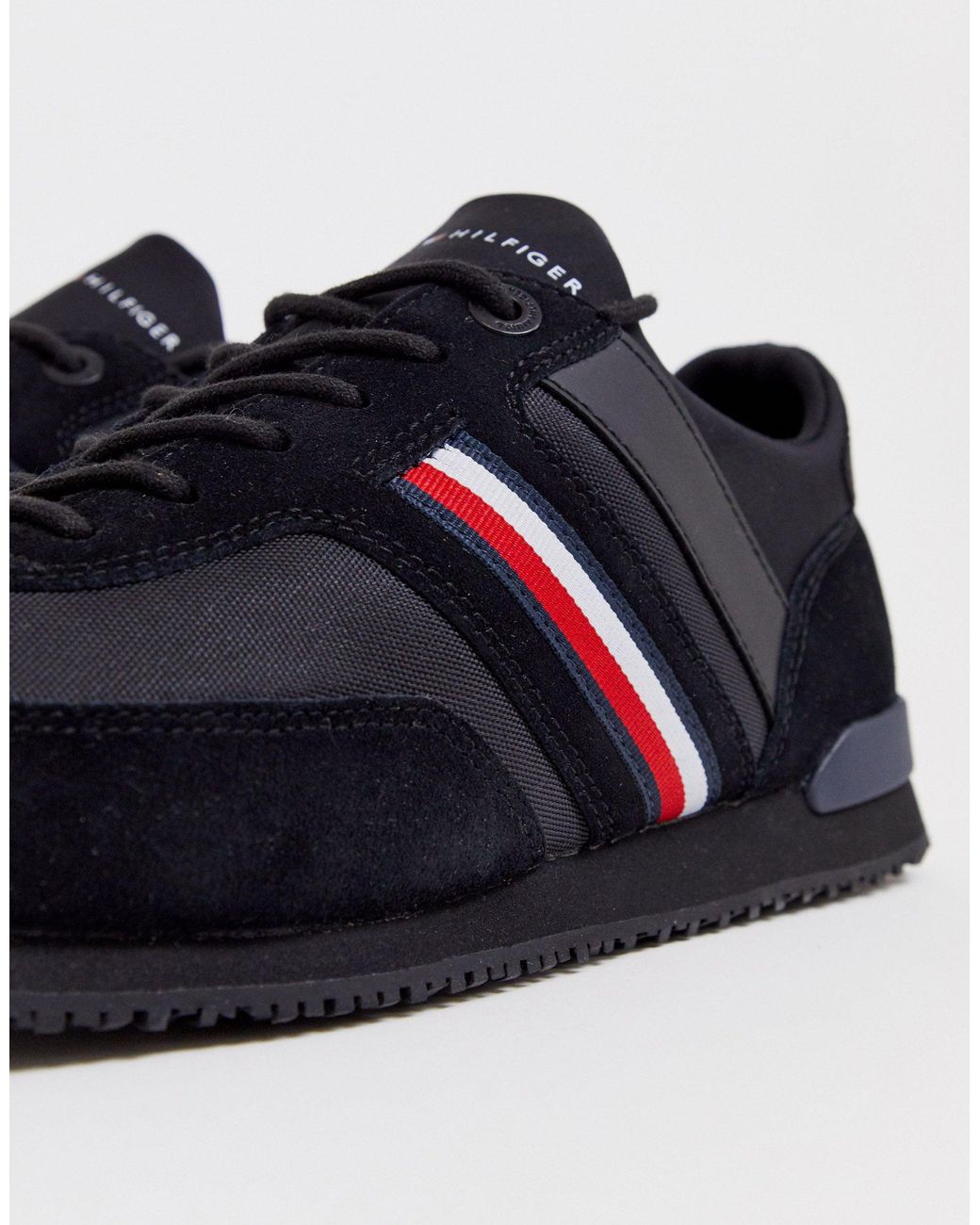 tommy hilfiger iconic leather trainers black