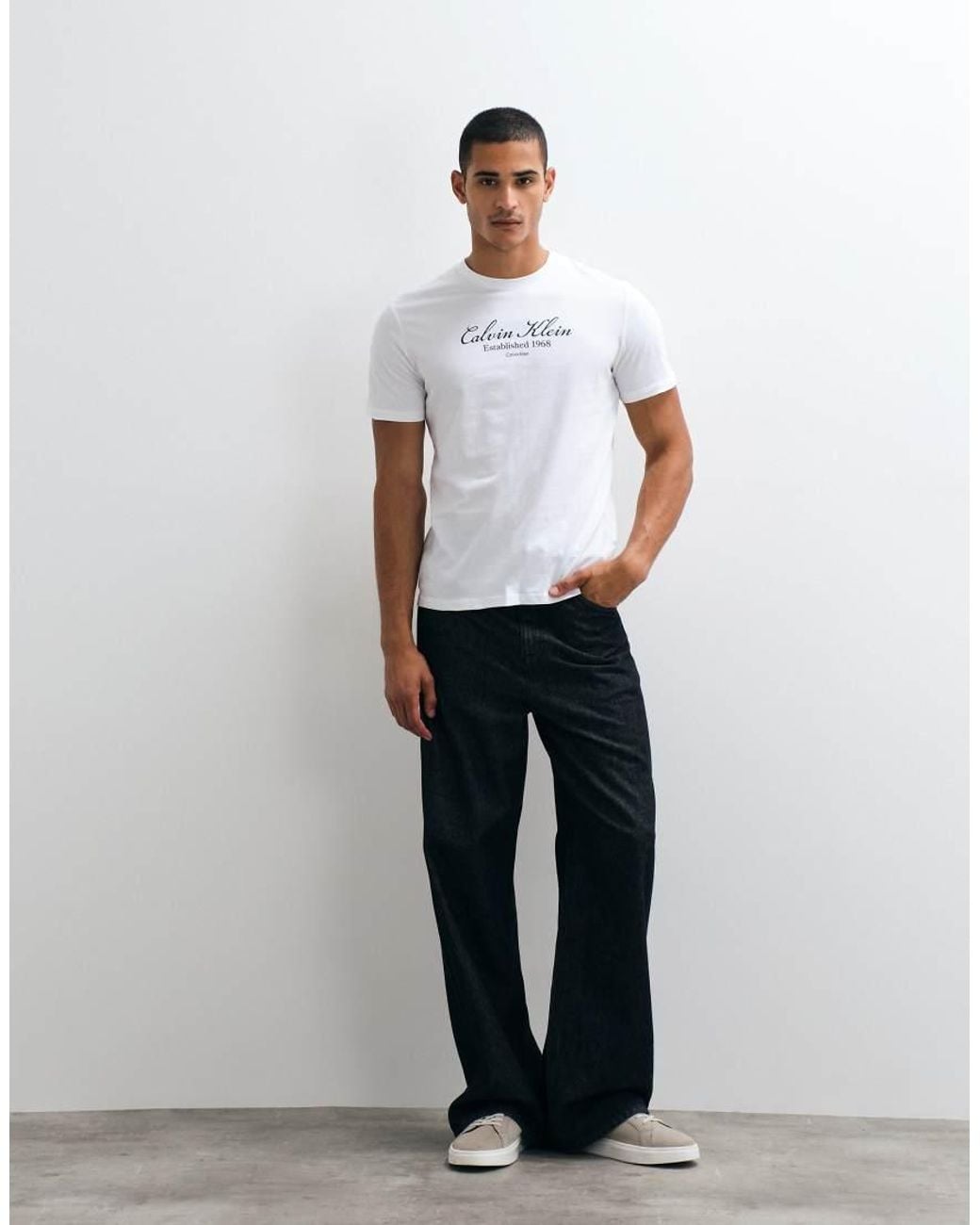 Calvin Klein White Script Graphic T-Shirt for men