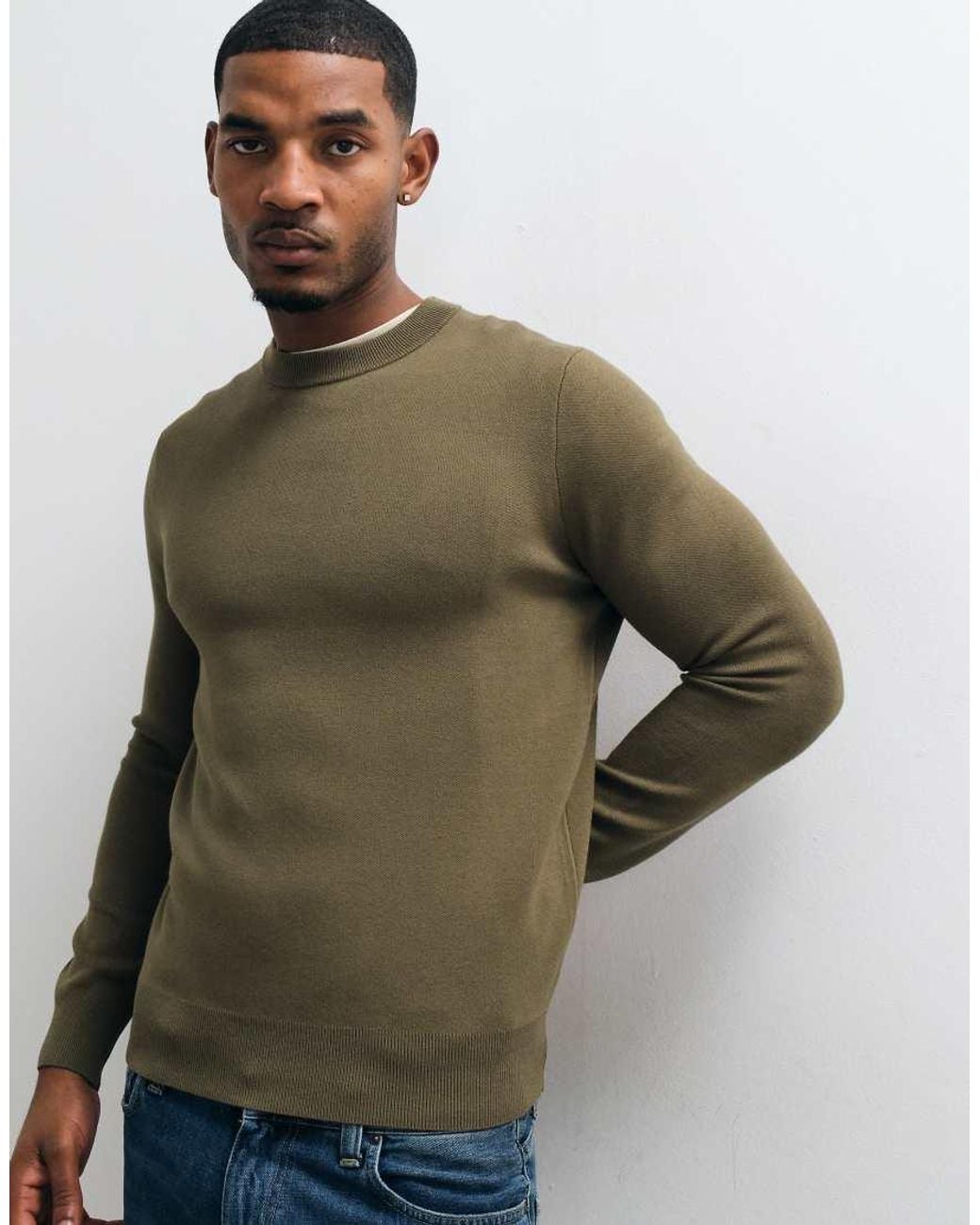 Mango Blue 100% Wool Knitted Jumper for men