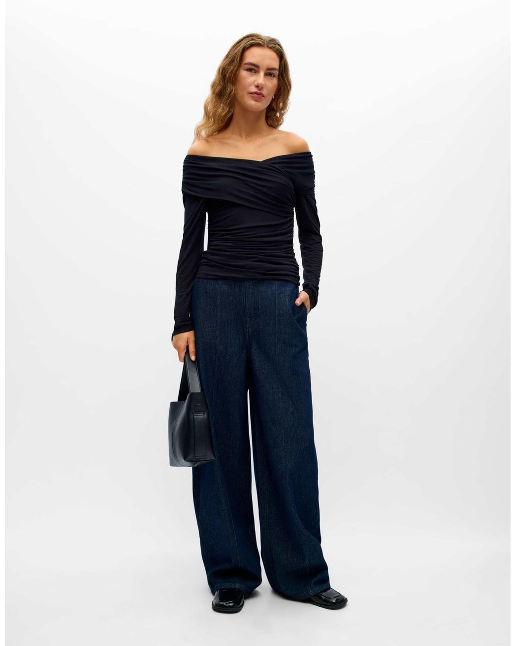 Levih top en jersey coupe slim à col v et manches longues extensible Object en coloris Blue