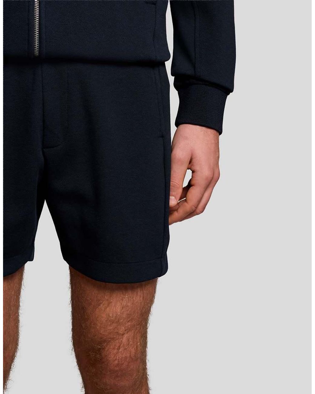 Lyle & Scott Blue Mid Bottoms Pique Track Short for men