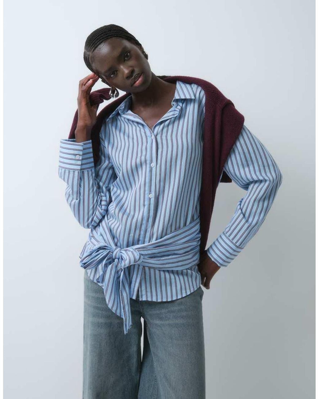 ASOS Blue Tie Waist Shirt