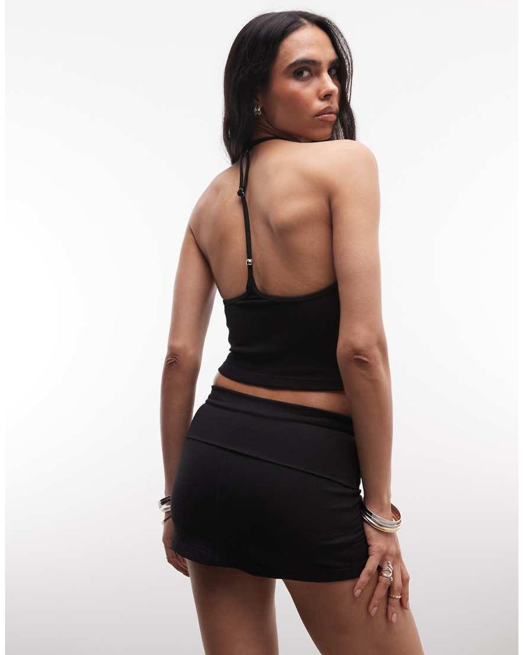 Frankie's Bikinis Black X Jennie Kim Foldover Waistband Micro Shorts