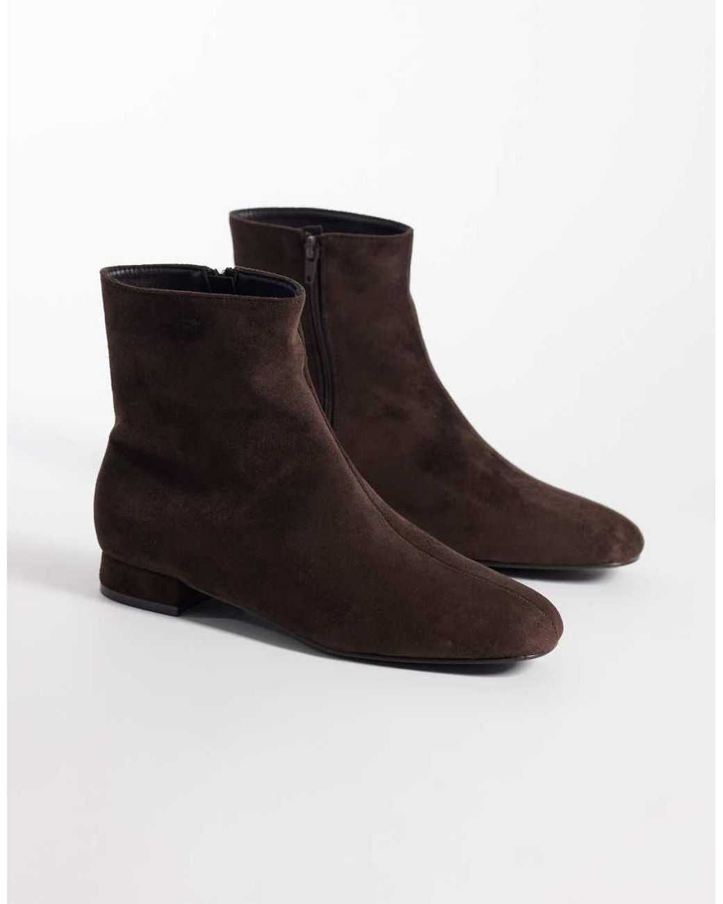 SEQWL Brown Elma Faux Suede Ankle Boots