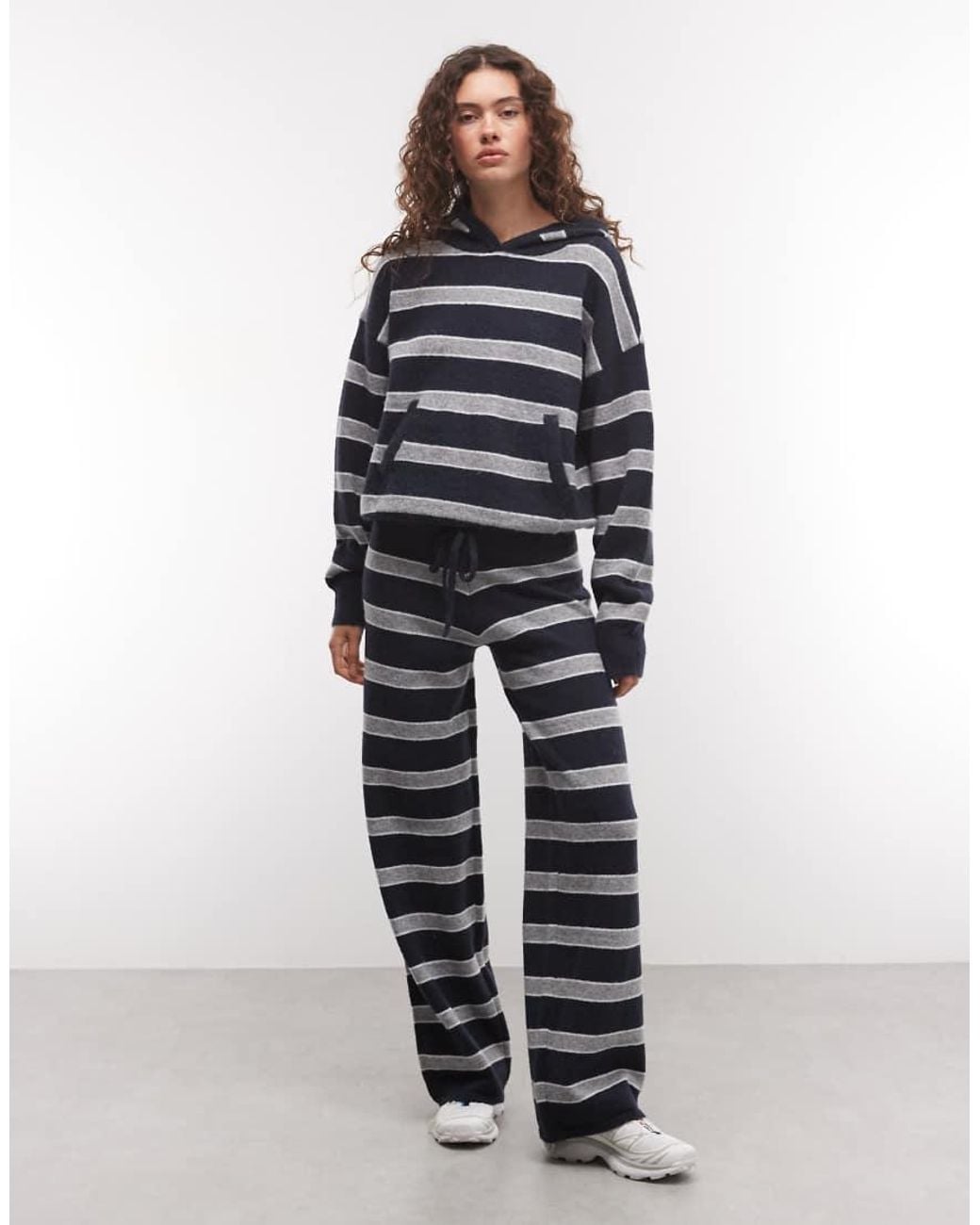 Collusion Blue Knitted Oversized Hoodie Co-ord