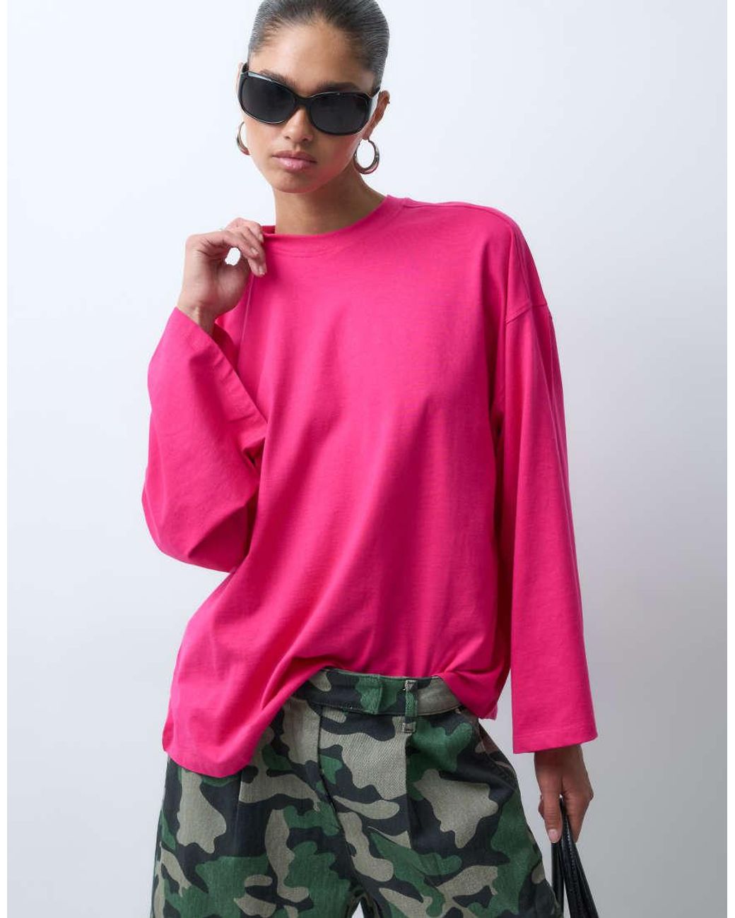 ASOS Red Oversized Long Sleeve Skater T-shirt