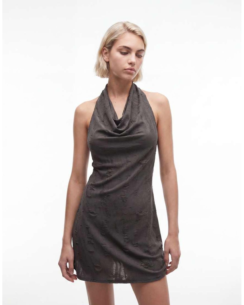 Weekday Natural Drape Halter Mini Dress