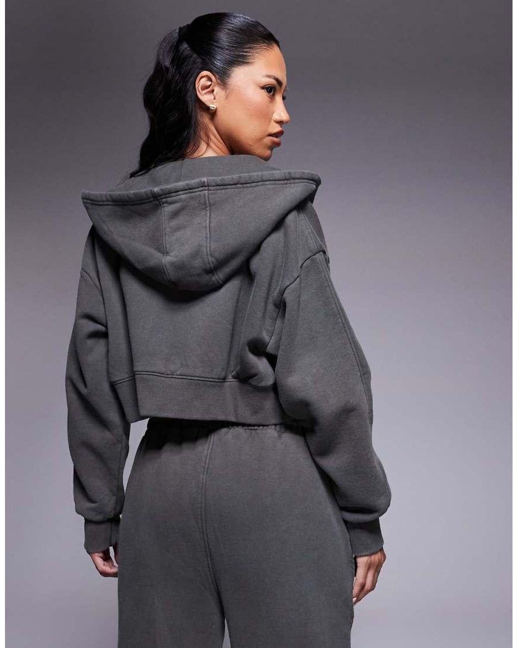 Good For Nothing Gray Cropped Zip Through Hoodie
