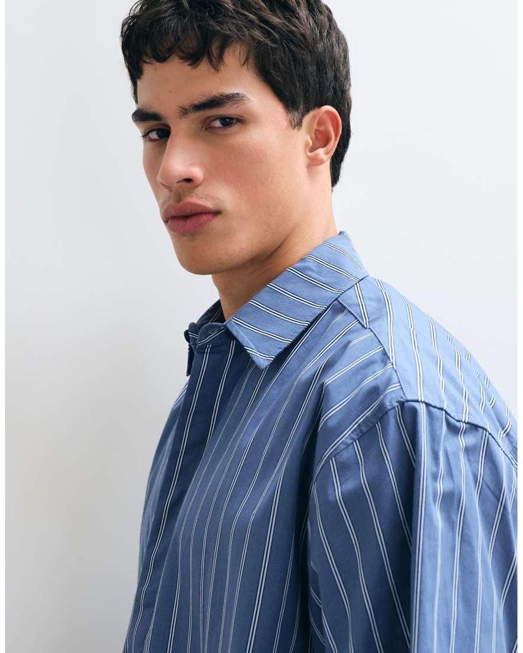 ASOS Blue Oversized Stripe Shirt for men
