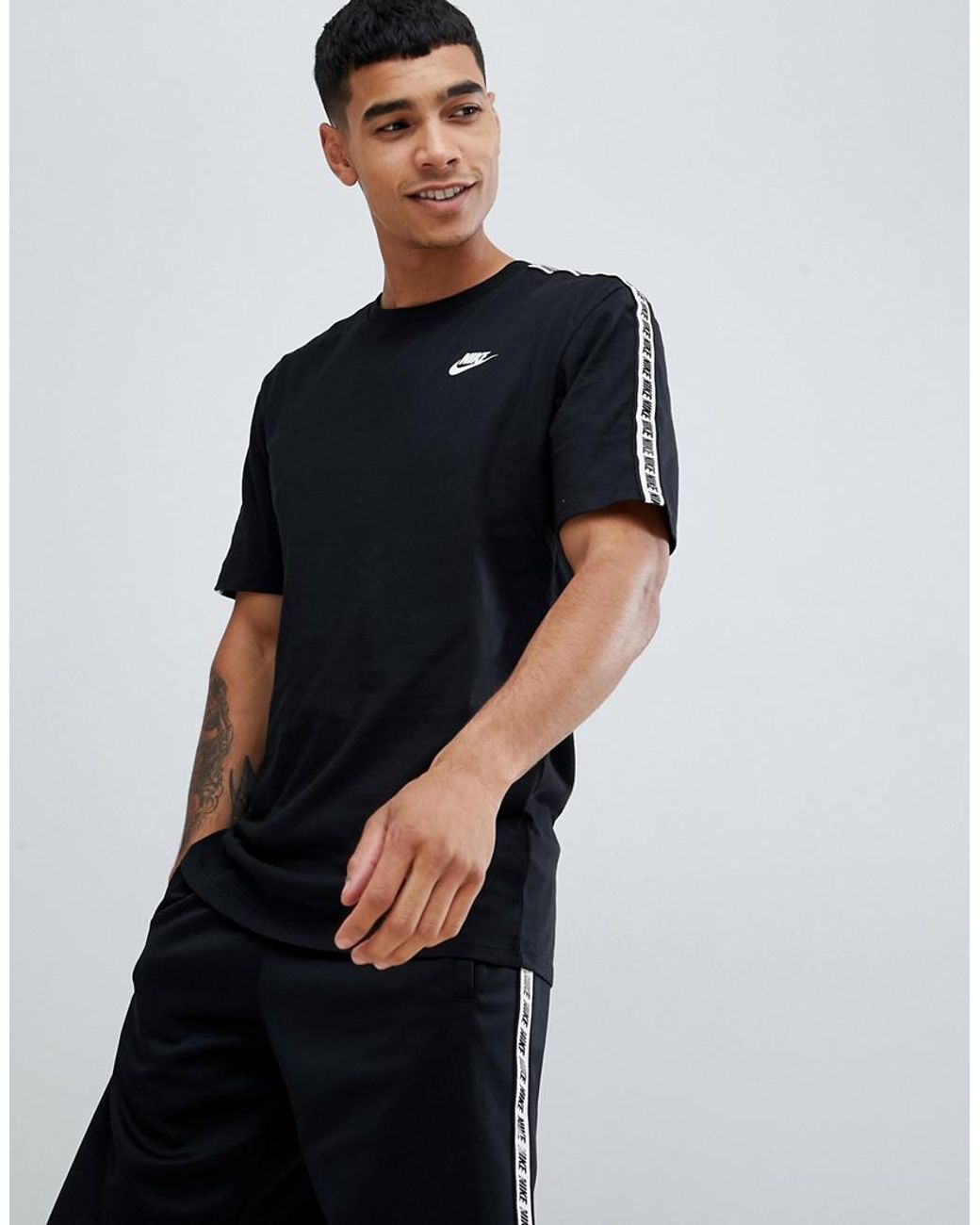 Nike Logo Taping T-shirt in Black for Men | Lyst