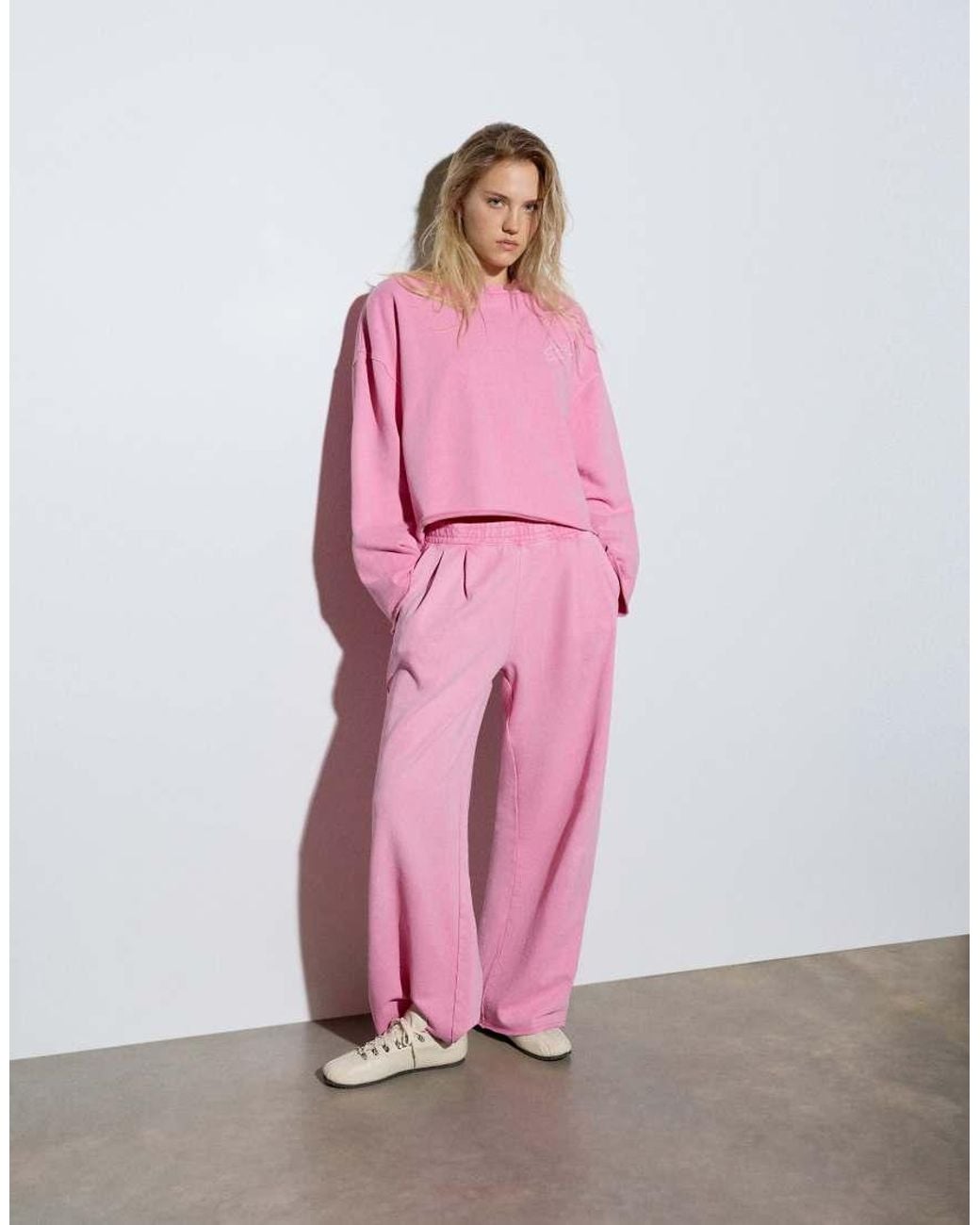 Pull&Bear Pink Stwd Round Neck Sweatshirt