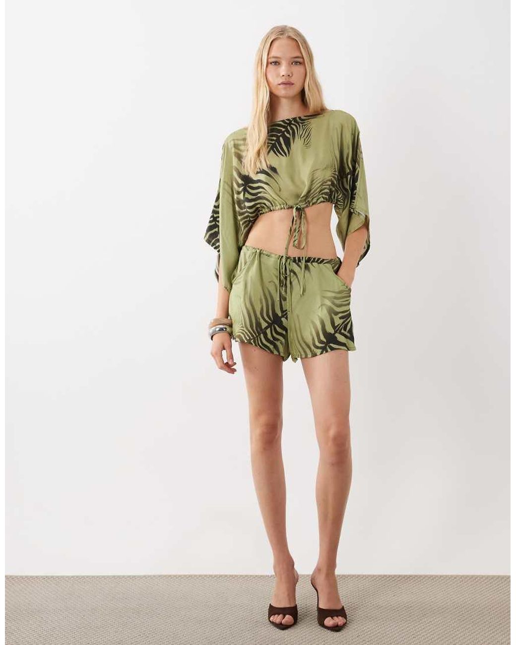ASOS Green Pull On Satin Short