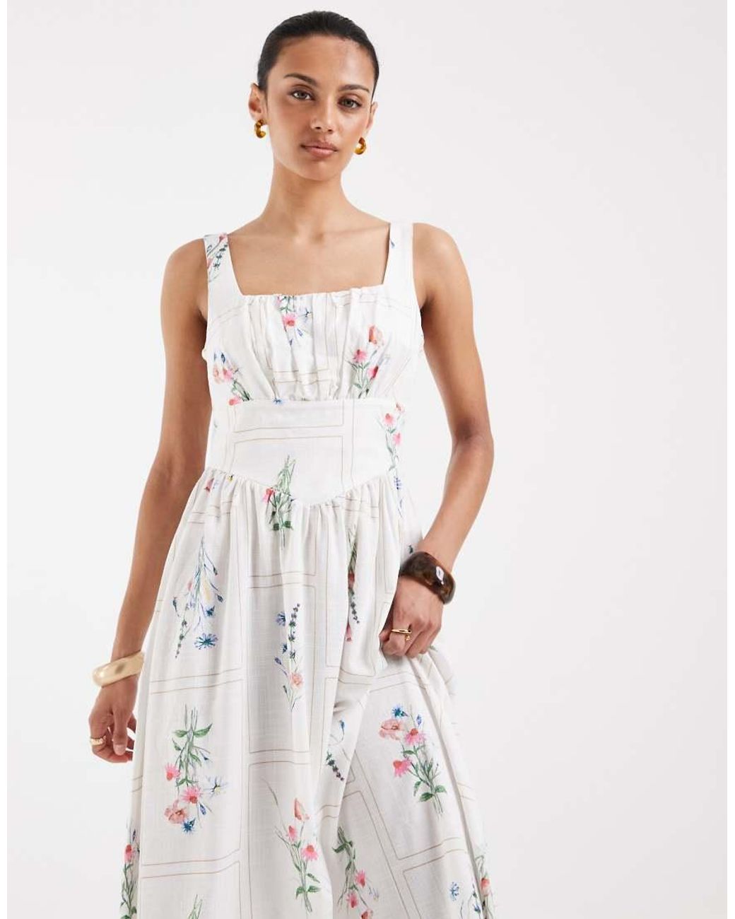 Vero Moda White Sleeveless Milkmaid Midi Dress
