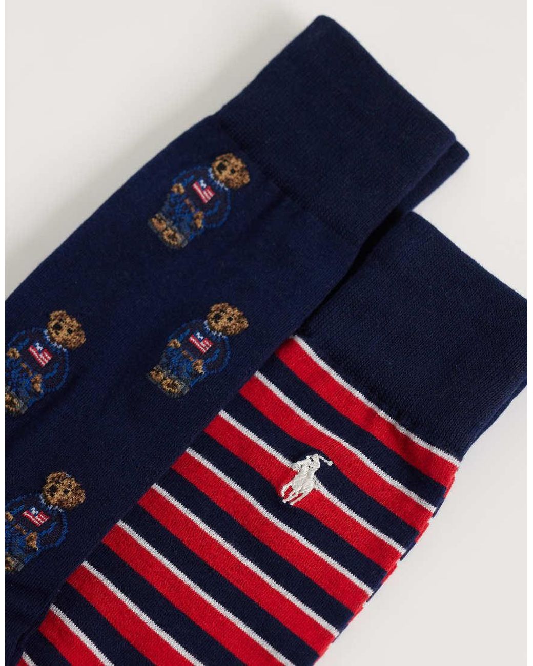 Polo Ralph Lauren Blue Bear Print 2 Pack Crew Socks for men