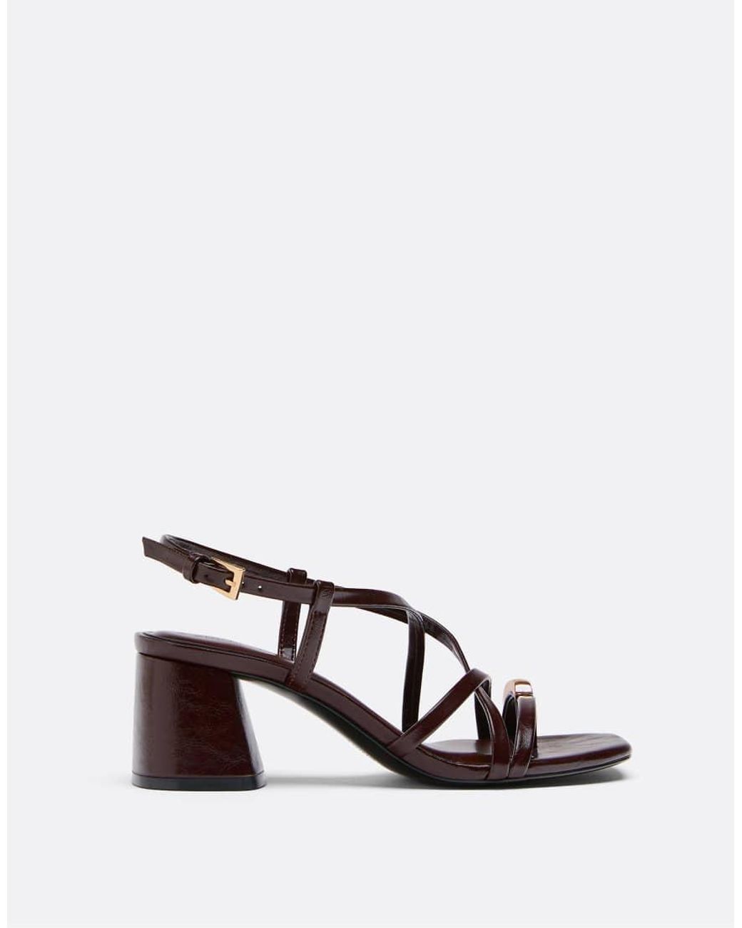 Stradivarius Brown Heeled Multi-strap Sandals With Detail