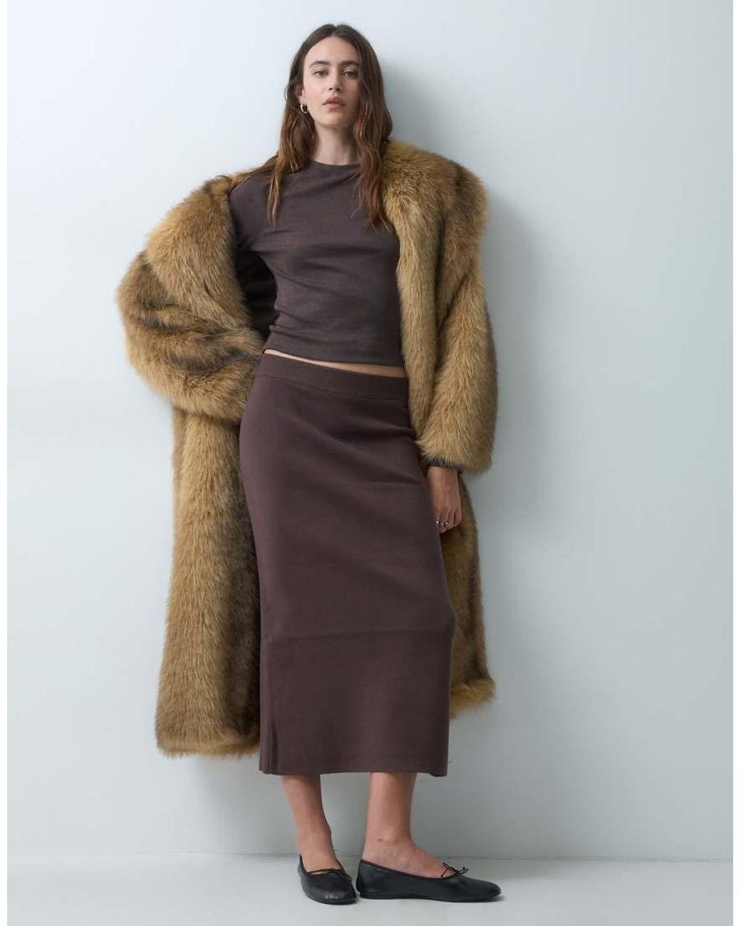 Object Gray Structured Knit Midi Skirt Co-Ord