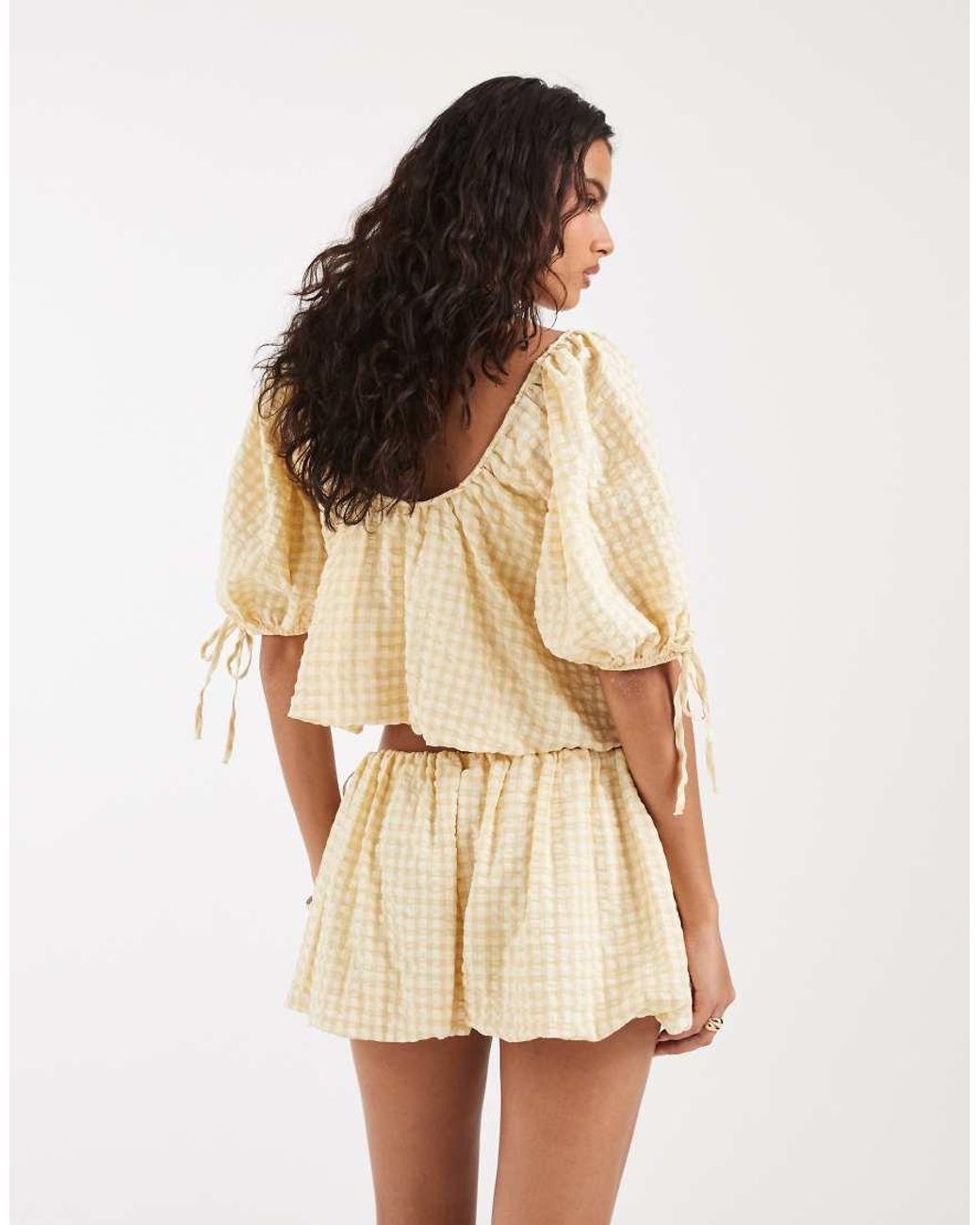 ASOS Natural Bubble Tie Side Shorts Co Ord