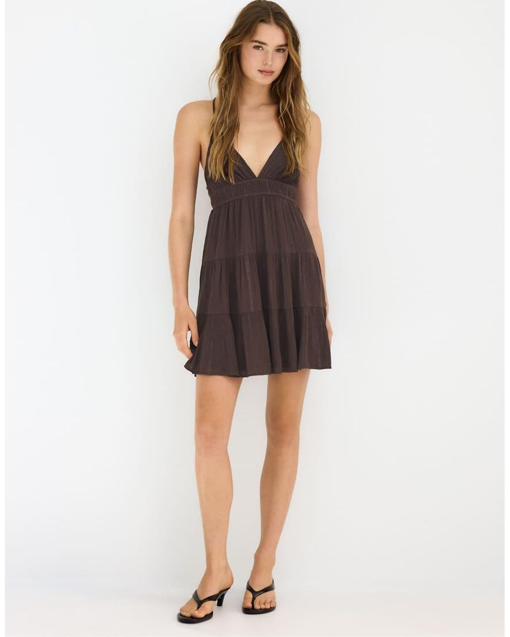 Stradivarius Brown Short Dress With Open Back