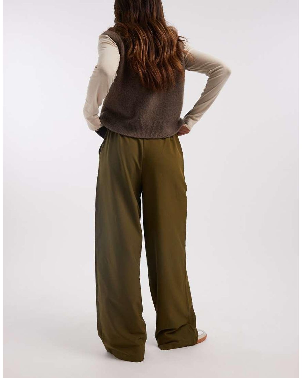 ASOS Natural Tailored Relaxed Straight Leg Trousers
