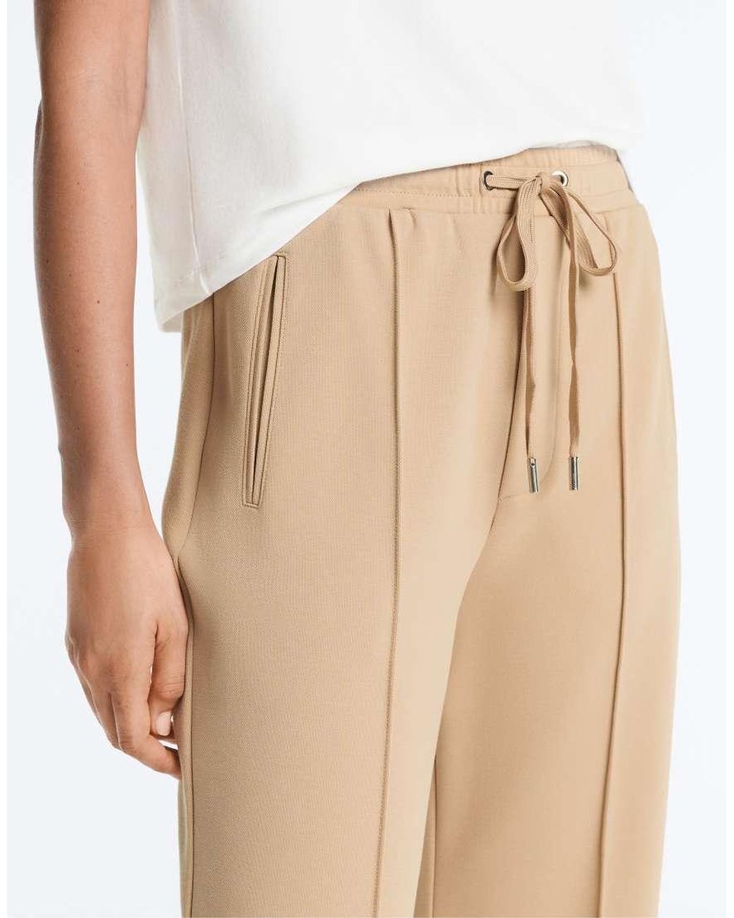 Oysho White Cotton Piqué Straight-leg Trousers