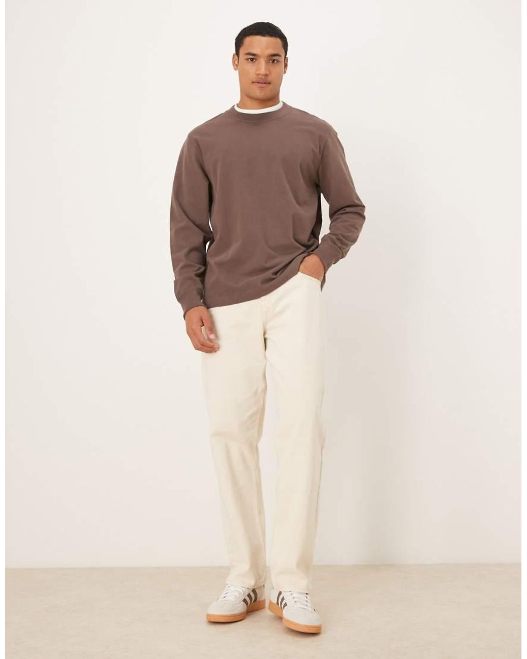 Abercrombie & Fitch Brown Long Sleeve Premium Heavyweight Sweatshirt for men