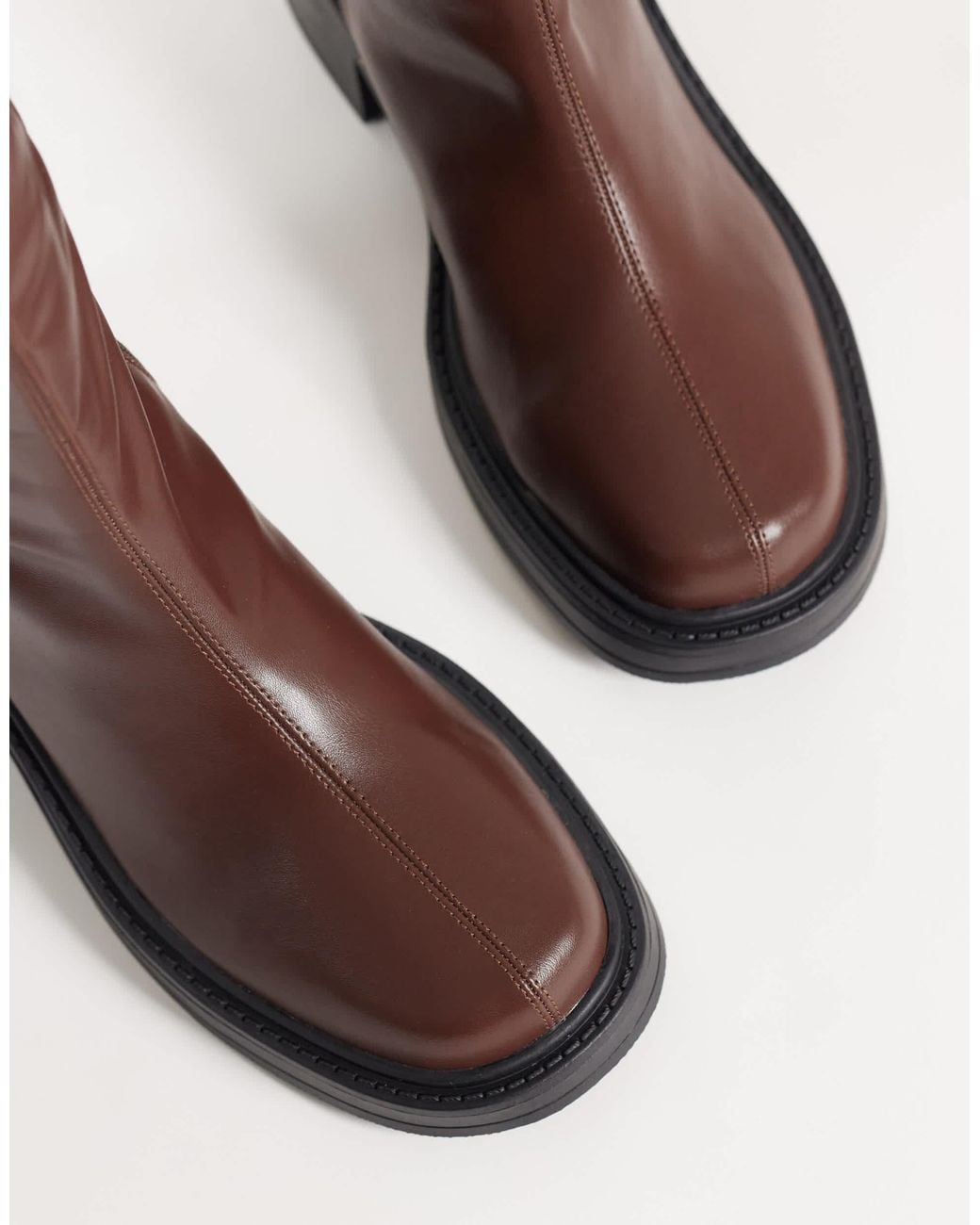 Raid Brown Coretta Square Toe Knee Boots