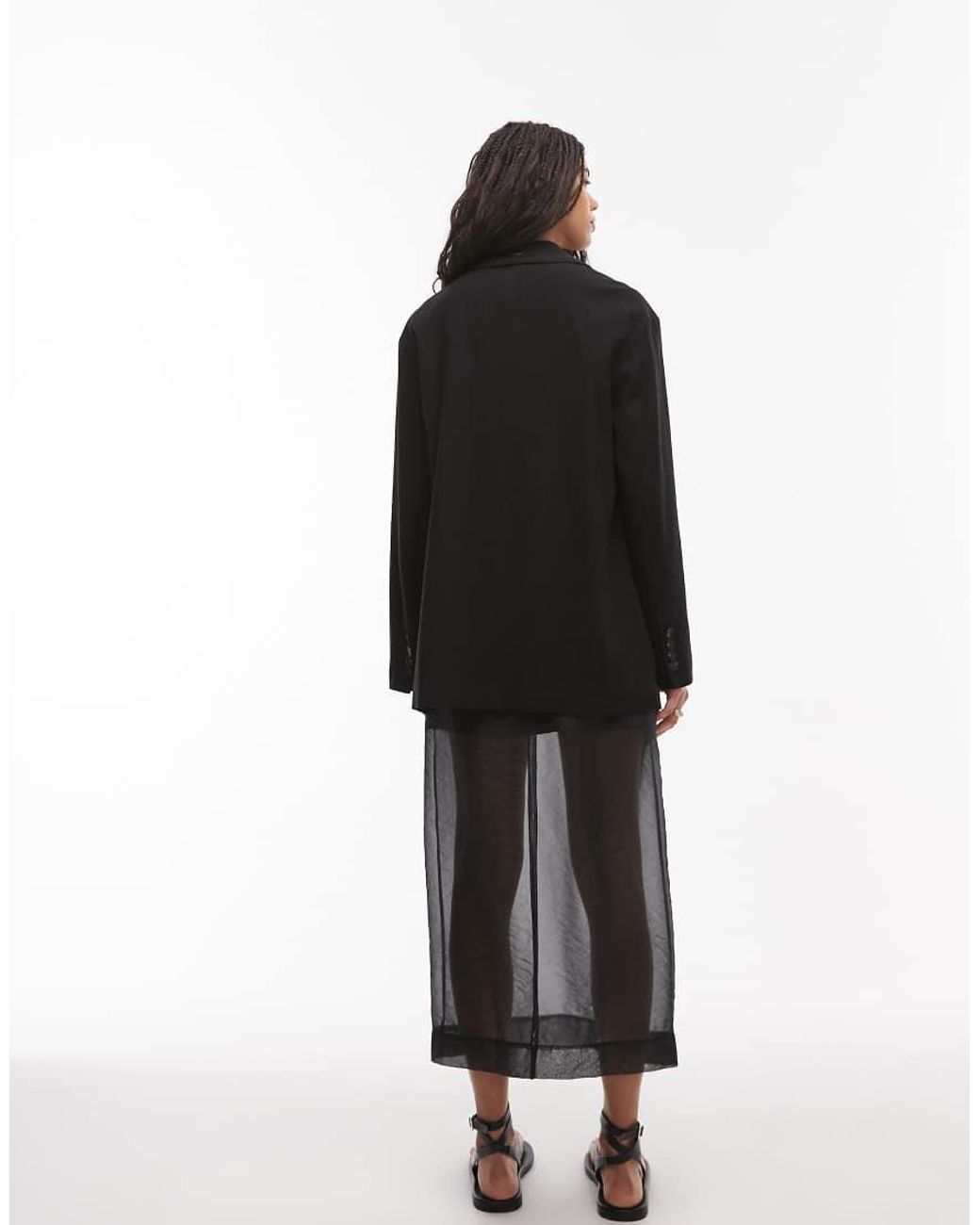 TOPSHOP Black Linen Oversized Slouchy Blazer