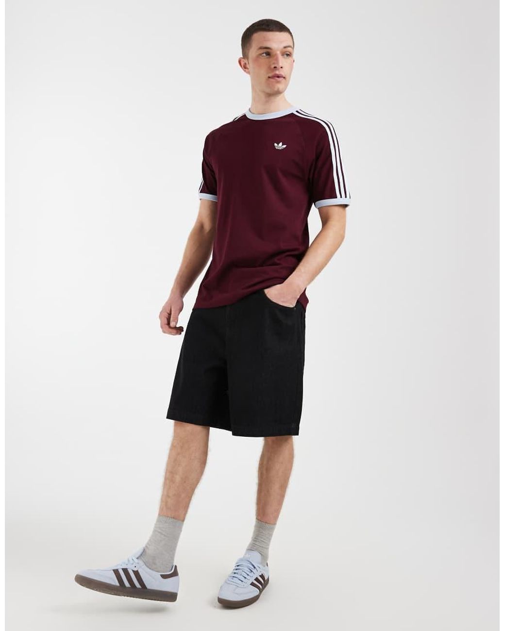 Adidas Originals T-Shirt Met 3-Stripes in het Red voor heren